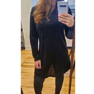 ZARA HOLIDAY BLUE MARINE SPARKLY LONGUE SLEEVE DRESS